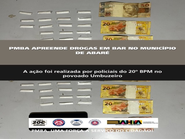 POLICIA MILITAR APREENDE DROGAS EM BAR NO MUNICÍPIO DE ABARÉ
