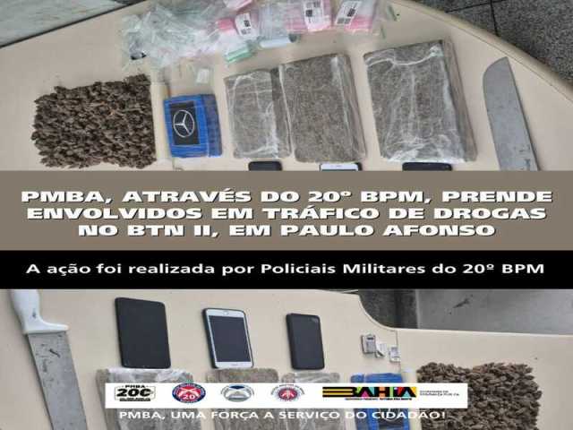 POLICIA MILITAR PRENDE ENVOLVIDOS EM TRÁFICO DE DROGAS NO BTN II, EM PAULO AFONSO
