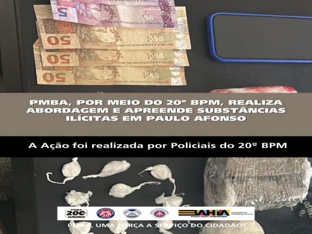 POLICIA MILITAR REALIZA ABORDAGEM E APREENDE SUBSTÂNCIAS ILÍCITAS EM PAULO AFONSO