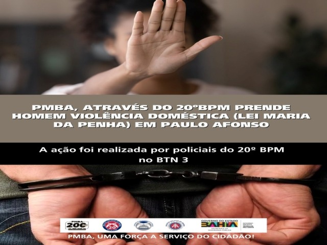 POLICIA MILITAR PRENDE HOMEM VIOLÊNCIA DOMÉSTICA (LEI MARIA DA PENHA) EM PAULO AFONSO