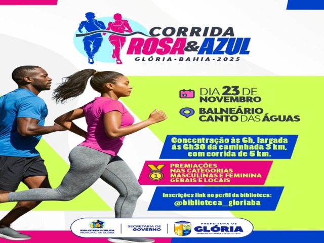 Prefeitura de Glória promove a Corrida Rosa & Azul 2025