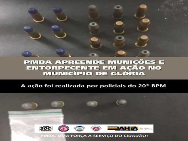 POLICIA MILITAR APREENDE MUNIÇÕES E ENTORPECENTE EM AÇÃO NO MUNICÍPIO DE GLÓRIA