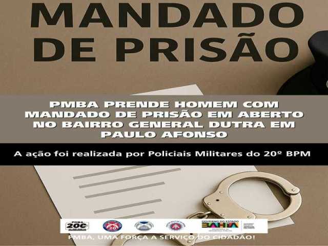 POLICIA MILITAR PRENDE HOMEM COM MANDADO DE PRISÃO EM ABERTO NO BAIRRO GENERAL DUTRA EM PAULO AFONSO