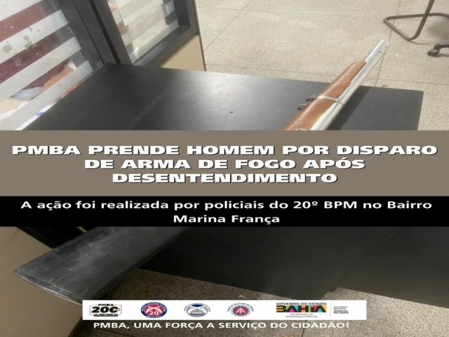 POLICIA MILITAR PRENDE HOMEM POR DISPARO DE ARMA DE FOGO APÓS DESENTENDIMENTO