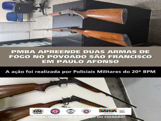 POLICIA MILITAR APREENDE DUAS ARMAS DE FOGO NO POVOADO SÃO FRANCISCO EM PAULO AFONSO