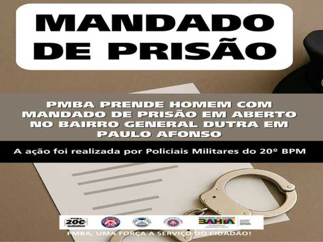 POLICIA MILITAR PRENDE HOMEM COM MANDADO DE PRISÃO EM ABERTO NO BAIRRO GENERAL DUTRA EM PAULO AFONSO