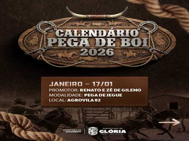 Prefeitura de Glória divulga calendário da Pega de Boi no Mato 2026