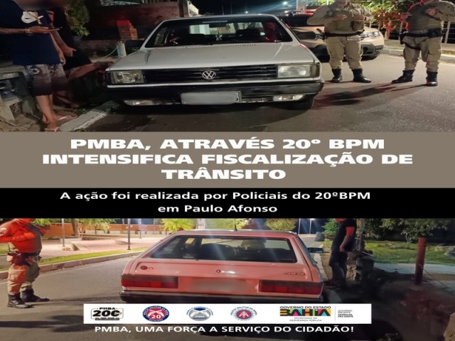 POLICIA MILITAR ATRAVÉS DO 20º BPM INTENSIFICA FISCALIZAÇÃO DE TRÂNSITO EM PAULO AFONSO