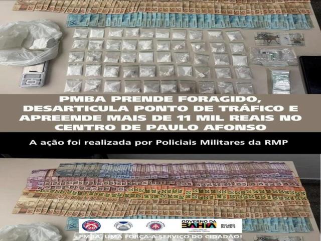 POLICIA MILITAR PRENDE FORAGIDO, DESARTICULA PONTO DE TRÁFICO E APREENDE MAIS DE 11 MIL REAIS NO CENTRO DE PAULO AFONSO