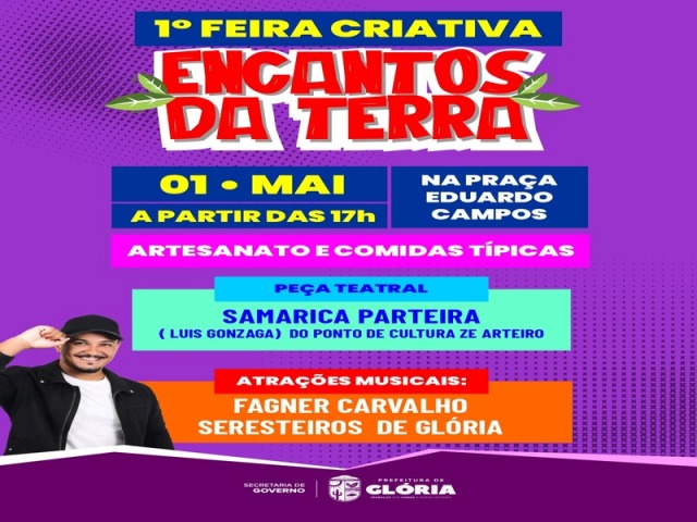 Prefeitura de Glória promove a 1ª Feira Criativa “Encantos da Terra”