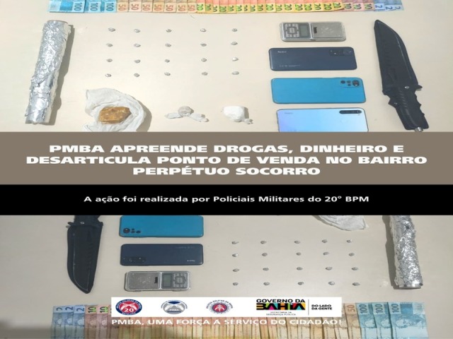 POLICIA MILITAR APREENDE DROGAS, DINHEIRO E DESARTICULA PONTO DE VENDA NO BAIRRO PERPÉTUO SOCORRO