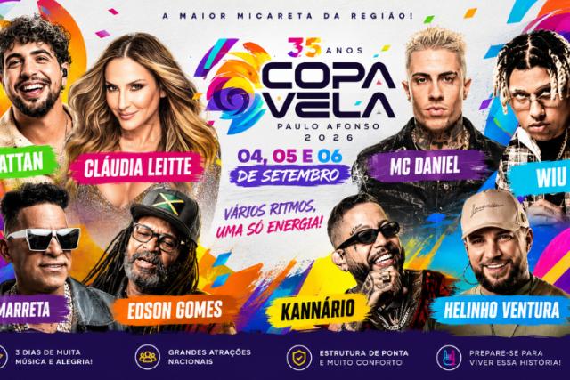 Prefeitura anuncia primeiras atrações da Copa Vela 2026 e aumenta a expectativa para a maior festival da região