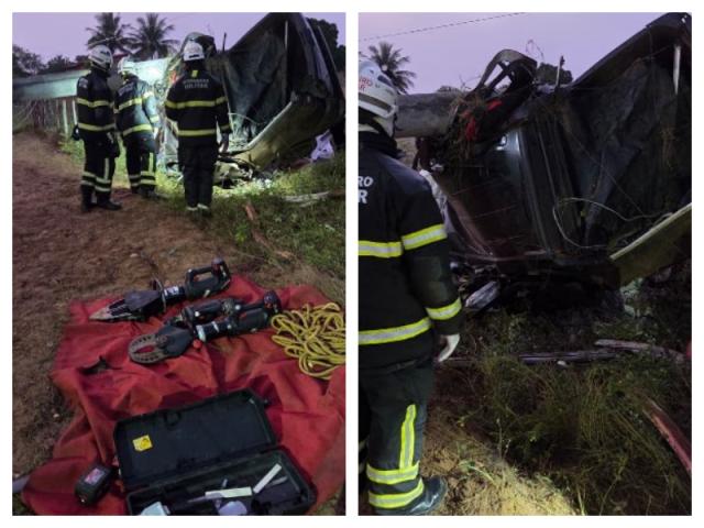 Bombeiros realizam desencarceramento após acidente fatal na BA-084 entre Cipó e Ribeira do Amparo