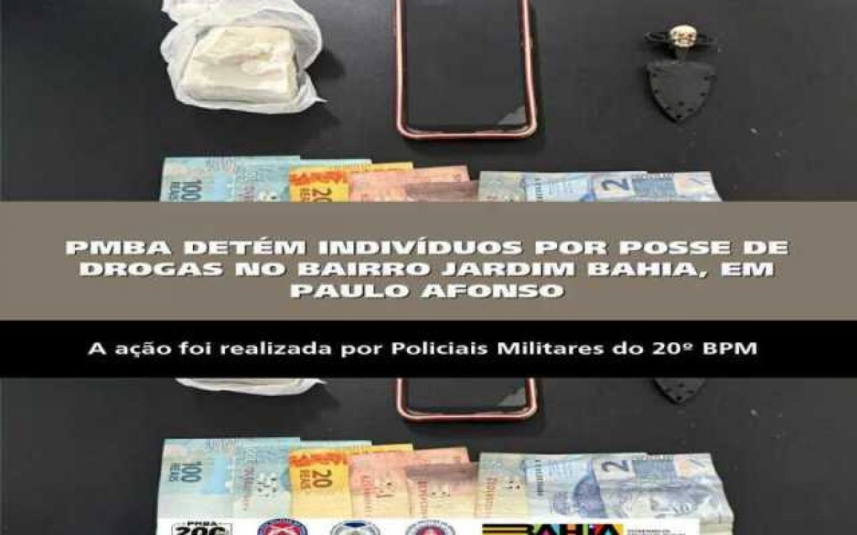 POLICIA MILITAR DETÉM INDIVÍDUOS POR POSSE DE DROGAS NO BAIRRO JARDIM BAHIA, EM PAULO AFONSO