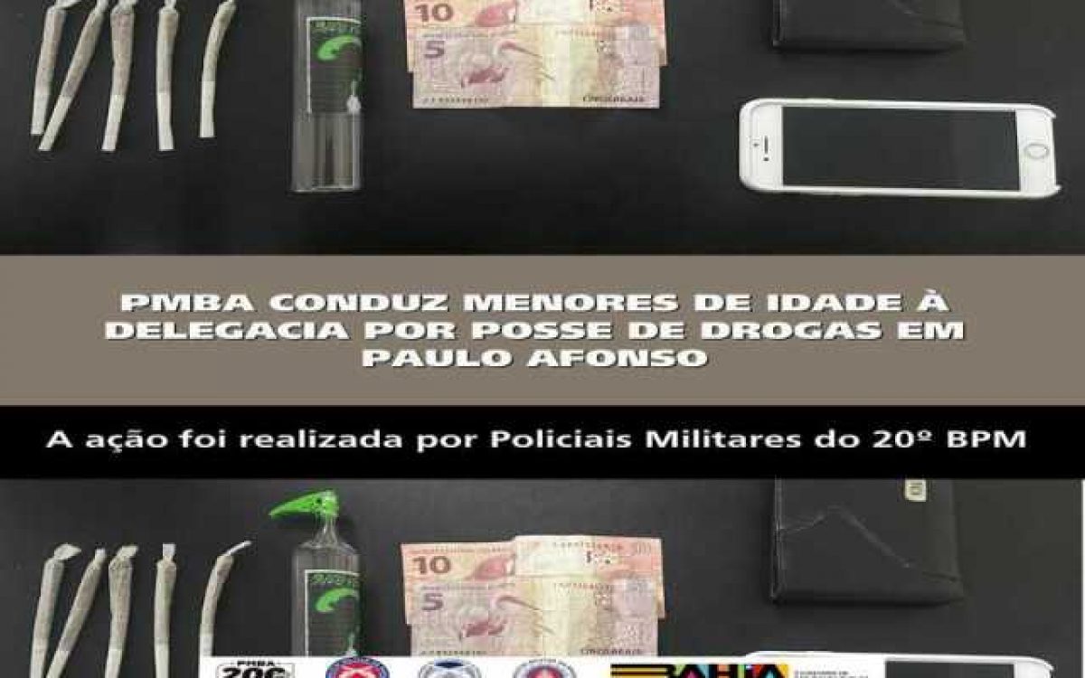 POLICIA MILITAR CONDUZ MENORES DE IDADE À DELEGACIA POR POSSE DE DROGAS EM PAULO AFONSO