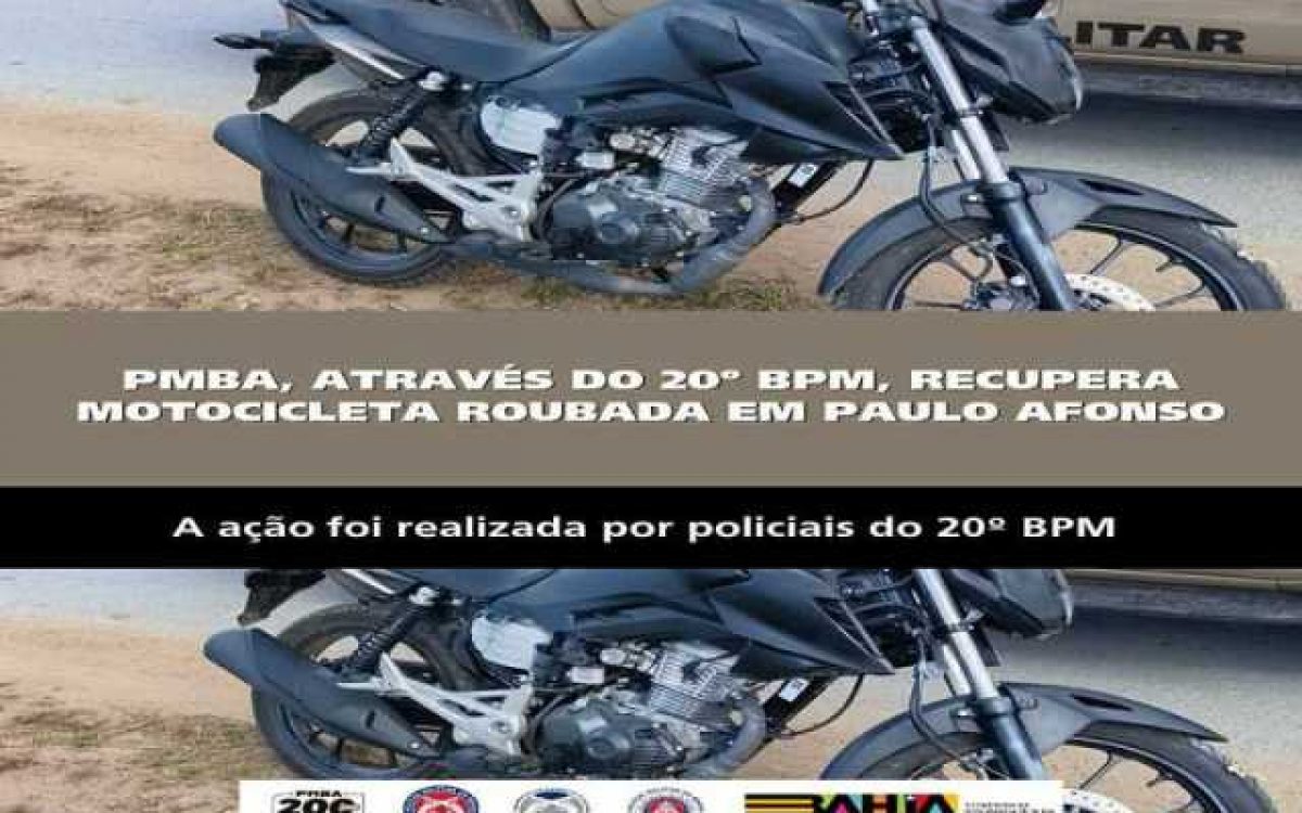 POLICIA MILITAR RECUPERA MOTOCICLETA ROUBADA EM PAULO AFONSO