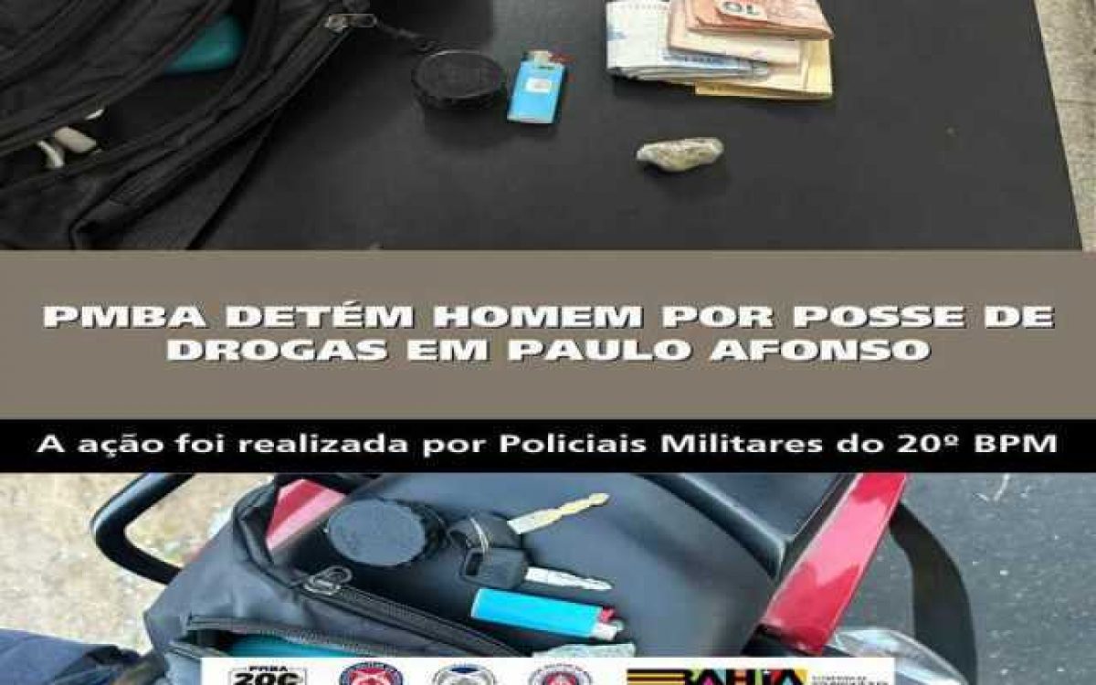 POLICIA MILITAR DETÉM HOMEM POR POSSE DE DROGAS EM PAULO AFONSO