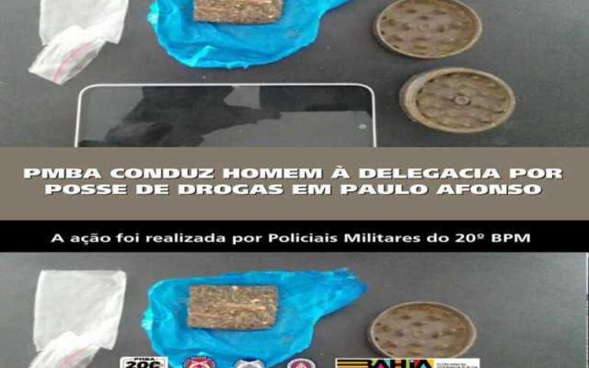 POLICIA MILITAR CONDUZ HOMEM À DELEGACIA POR POSSE DE DROGAS EM PAULO AFONSO