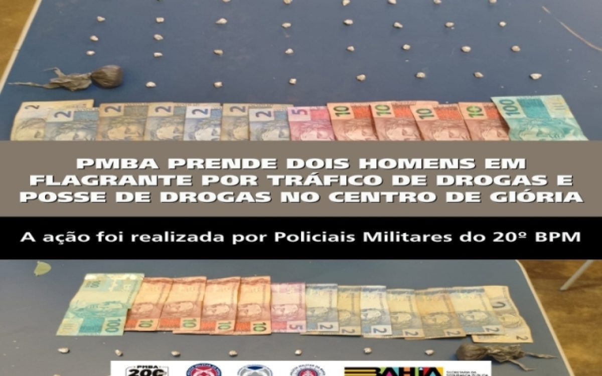 POLICIA MILITAR PRENDE DOIS HOMENS EM FLAGRANTE POR TRÁFICO DE DROGAS E POSSE DE DROGAS NO CENTRO DE PAULO AFONSO