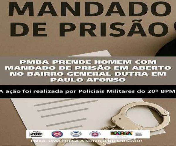 POLICIA MILITAR PRENDE HOMEM COM MANDADO DE PRISÃO EM ABERTO NO BAIRRO GENERAL DUTRA EM PAULO AFONSO