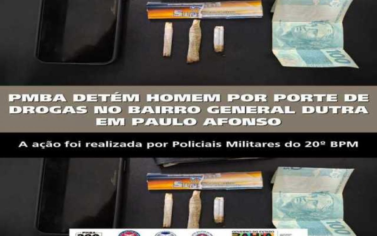 POLICIA MILITAR DETÉM HOMEM POR PORTE DE DROGAS NO BAIRRO GENERAL DUTRA EM PAULO AFONSO