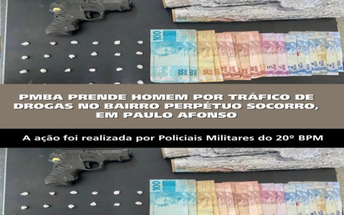 PMBA PRENDE HOMEM POR TRÁFICO DE DROGAS NO BAIRRO PERPÉTUO SOCORRO, EM PAULO AFONSO