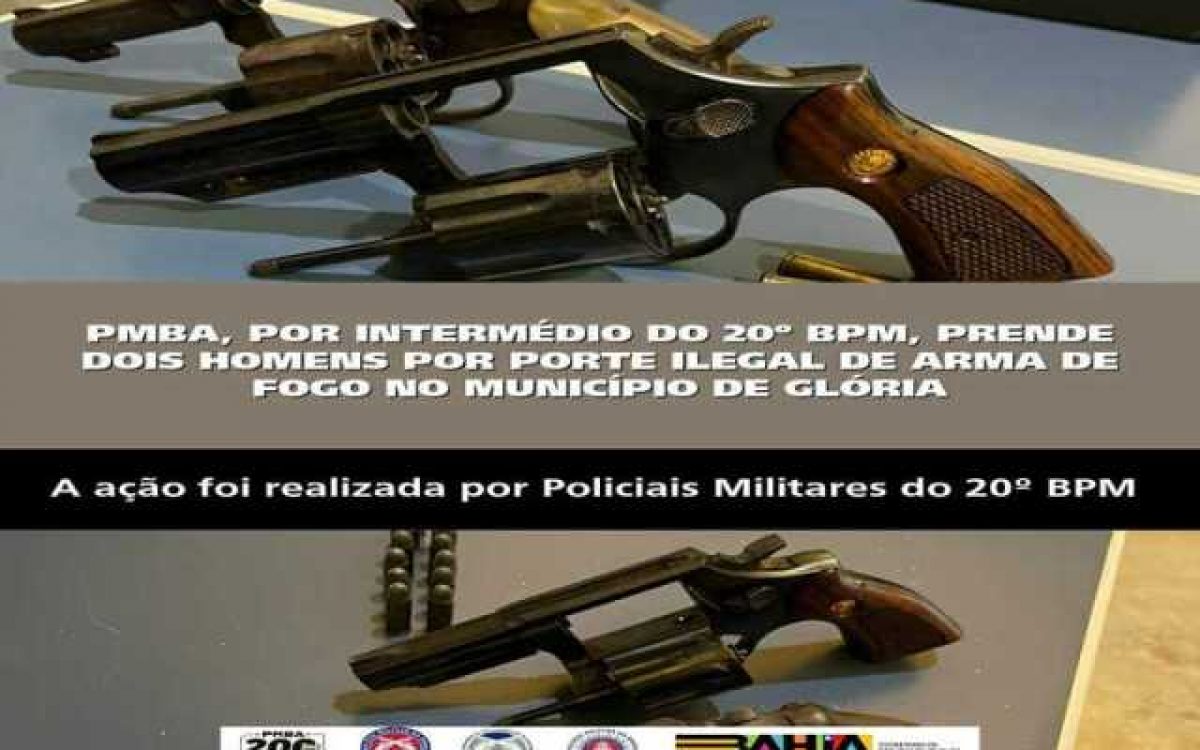 POLICIA MILITAR PRENDE DOIS HOMENS POR PORTE ILEGAL DE ARMA DE FOGO NO MUNICÍPIO DE GLÓRIA
