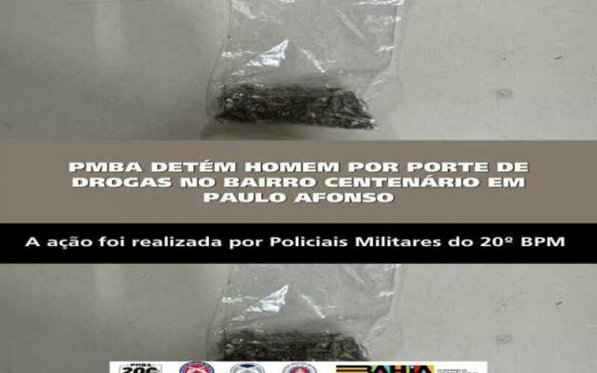 POLICIA MILITAR DETÉM HOMEM POR PORTE DE DROGAS NO BAIRRO CENTENÁRIO EM PAULO AFONSO