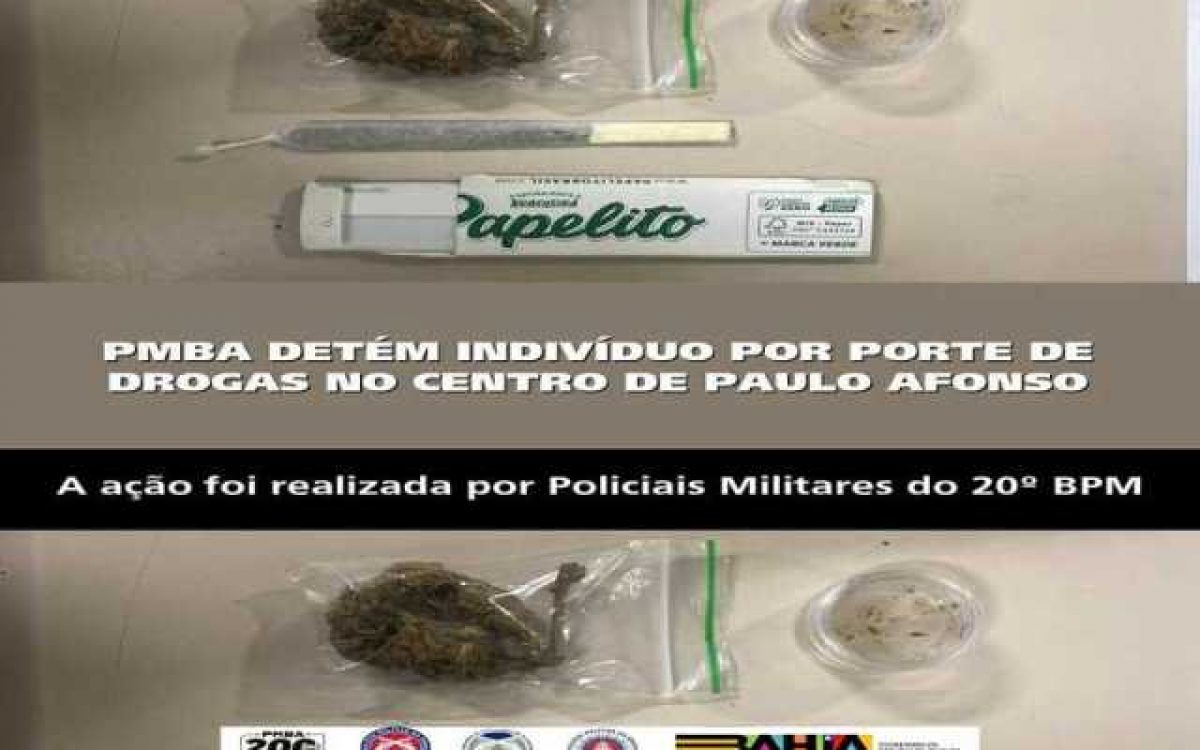 POLICIA MILITAR DETÉM INDIVÍDUO POR PORTE DE DROGAS NO CENTRO DE PAULO AFONSO