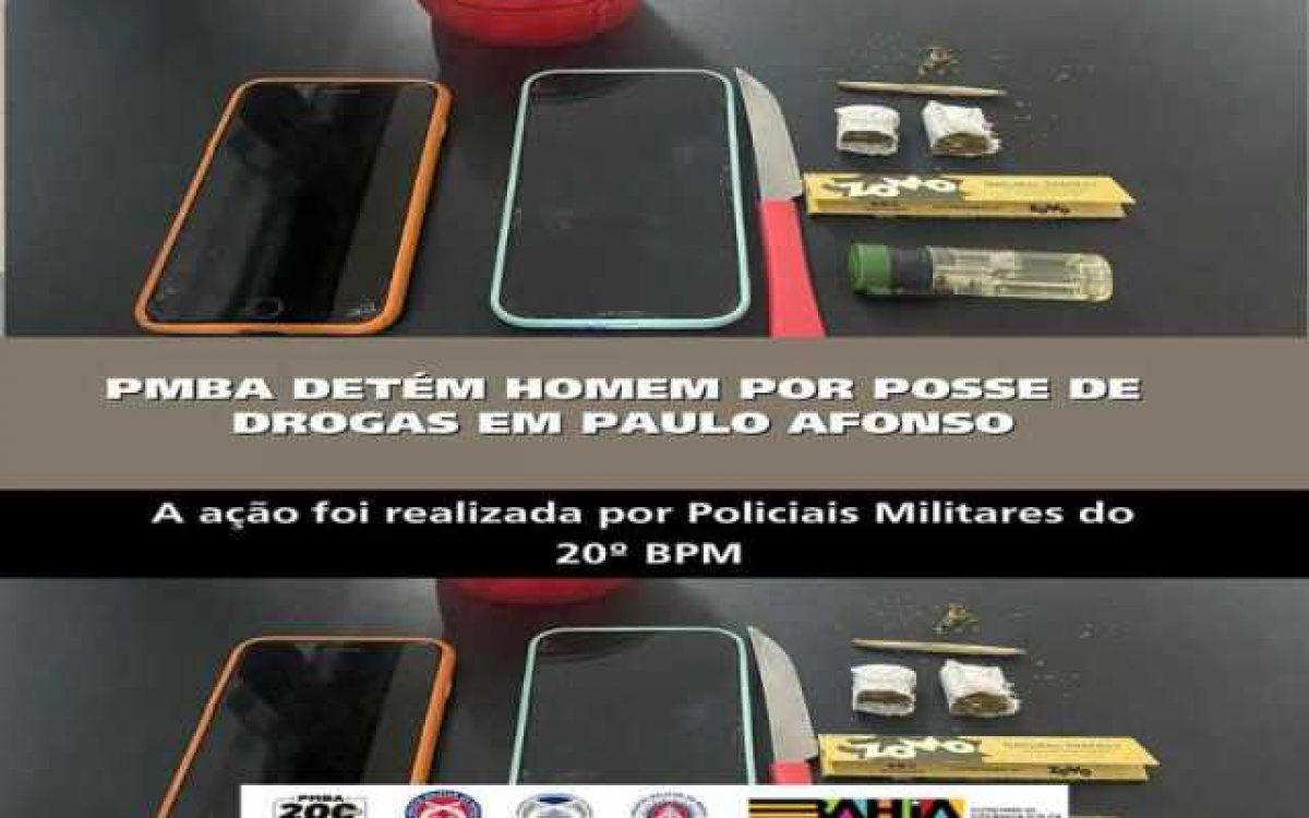 POLICIA MILITAR DETÉM HOMEM POR POSSE DE DROGAS EM PAULO AFONSO
