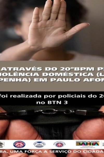 POLICIA MILITAR PRENDE HOMEM VIOLÊNCIA DOMÉSTICA (LEI MARIA DA PENHA) EM PAULO AFONSO