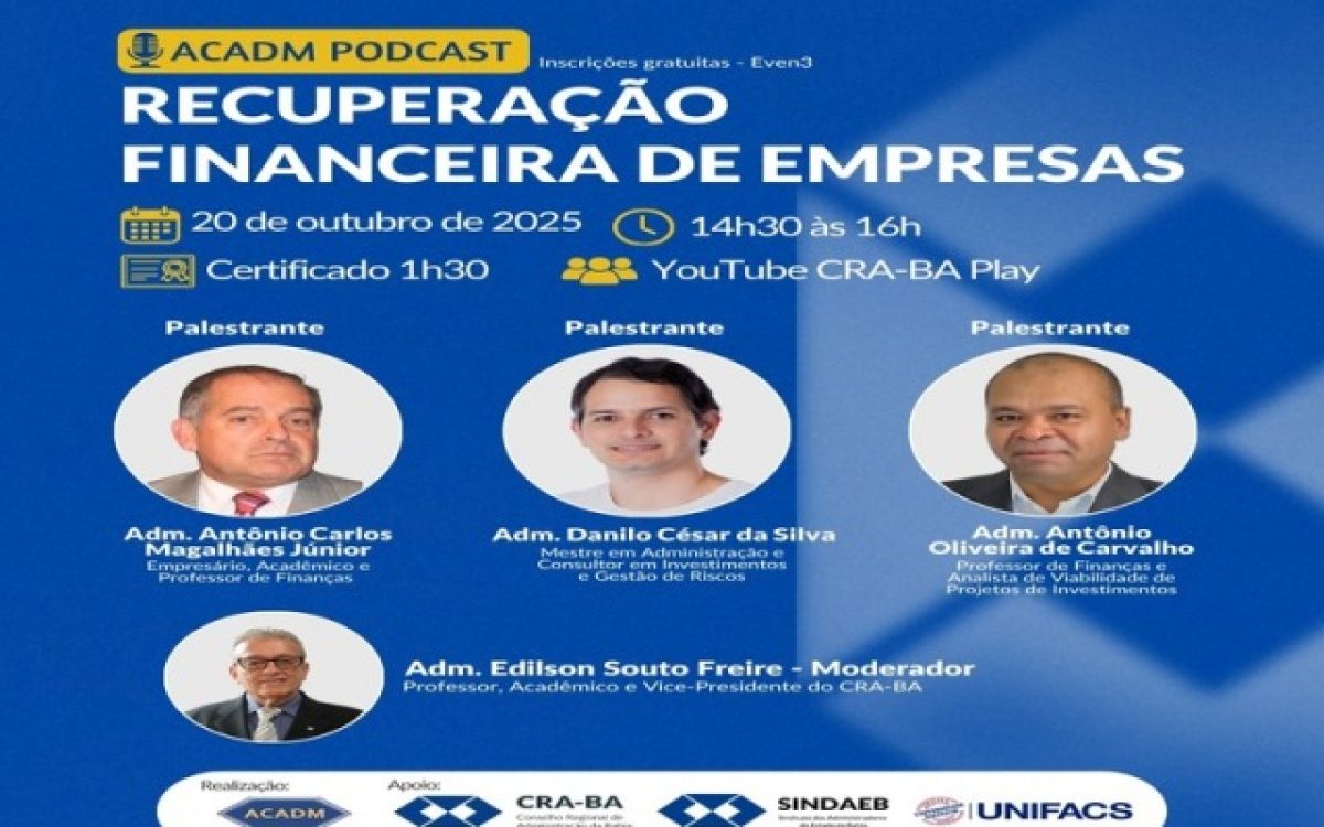 Podcast da ACADM discute recuperação financeira de empresas nesta segunda-feira (20)