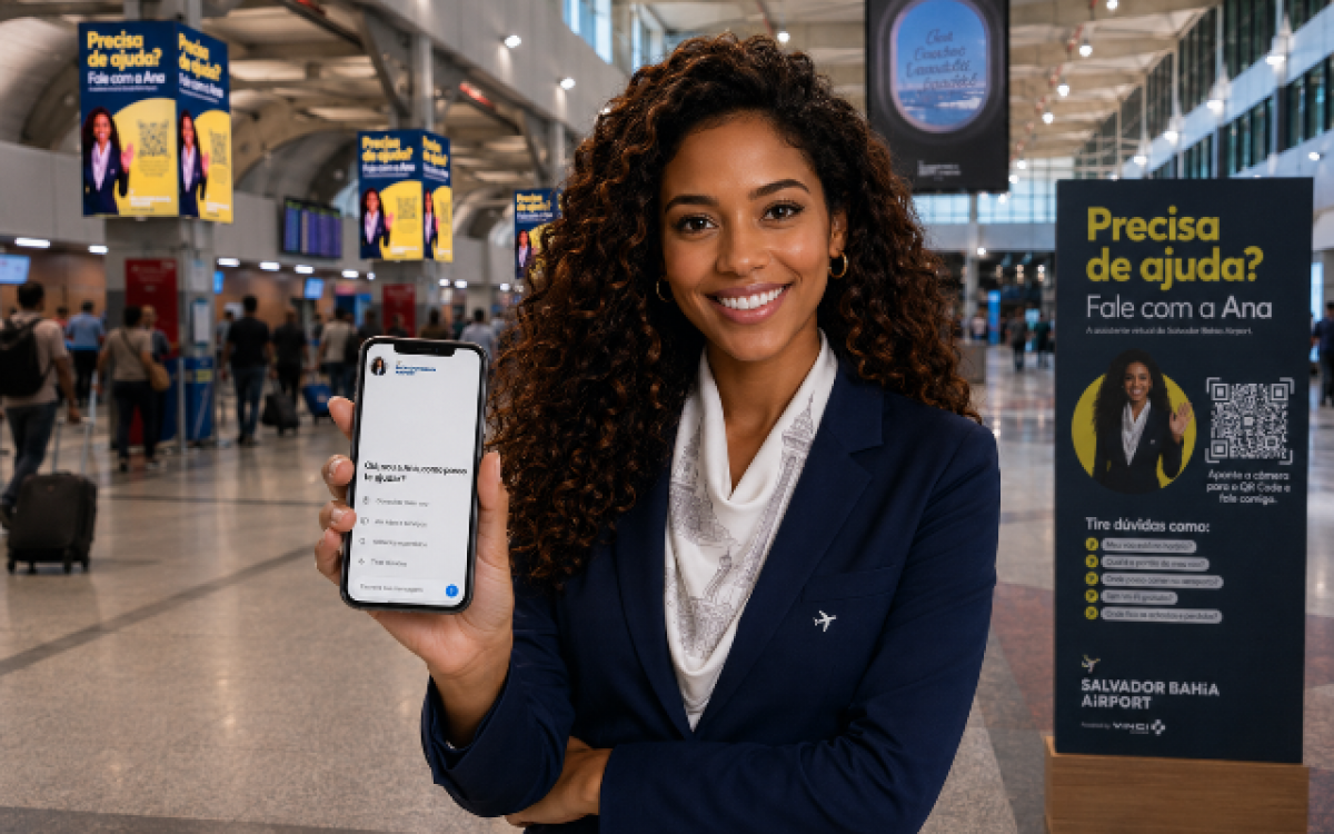 Aeroporto de Salvador lança nova versão da assistente virtual Ana com IA generativa