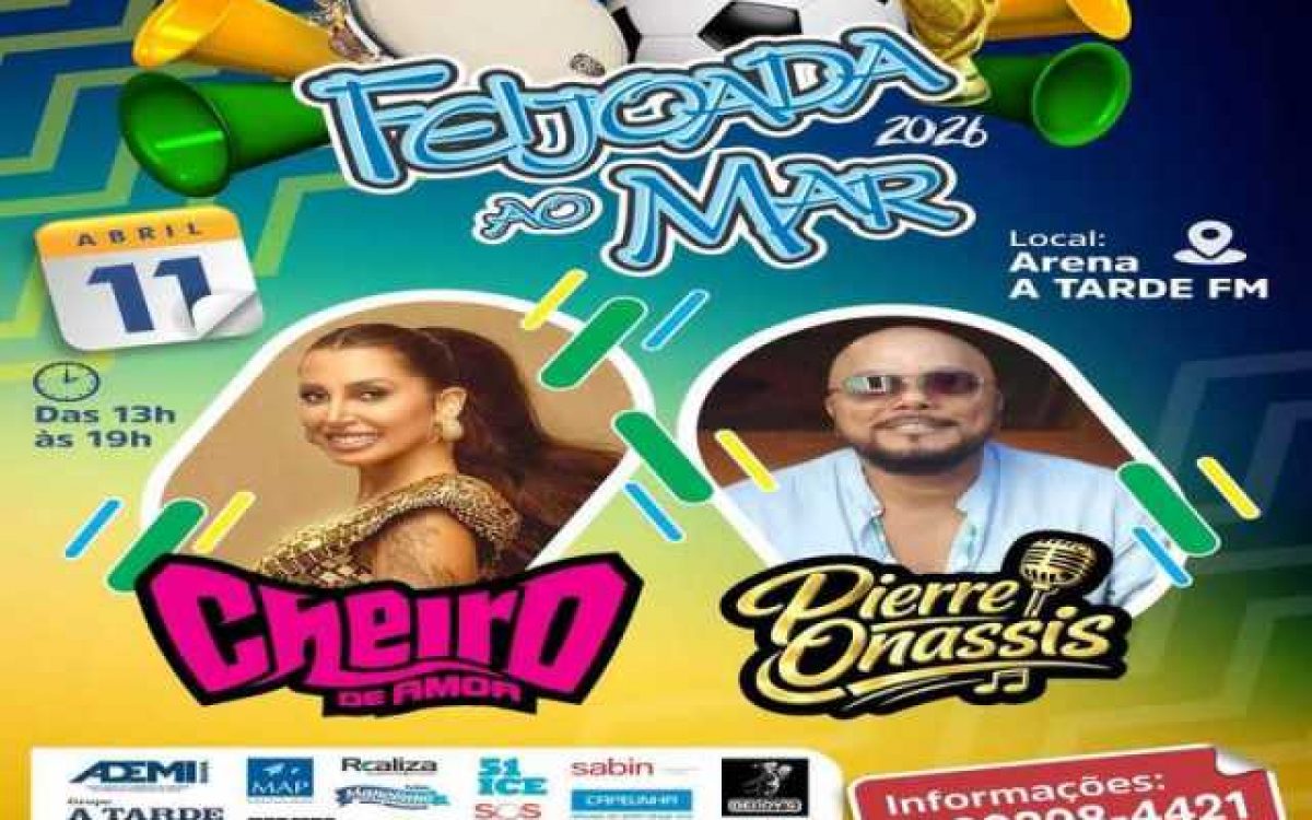 Tradicional Feijoada ao Mar acontece neste sábado (11 de abril) com homenagem ao samba e à Copa do Mundo, além de shows com Cheiro de Amor e Pierre Onassis