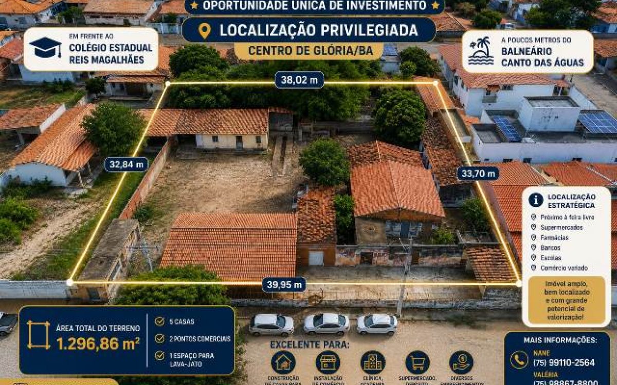 OPORTUNIDADE EXCLUSIVA DE INVESTIMENTO NO CENTRO DE GLÓRIA – BA