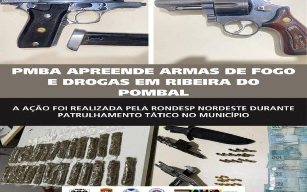 POLICIA MILITAR APREENDE ARMAS DE FOGO E DROGAS EM RIBEIRA DO POMBAL
