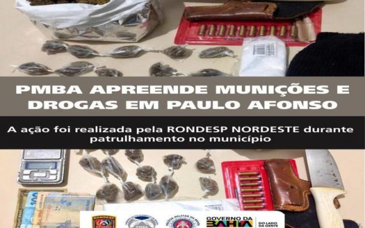RONDESP NORDESTE APREENDE DROGAS, MUNIÇÕES E DINHEIRO EM PAULO AFONSO