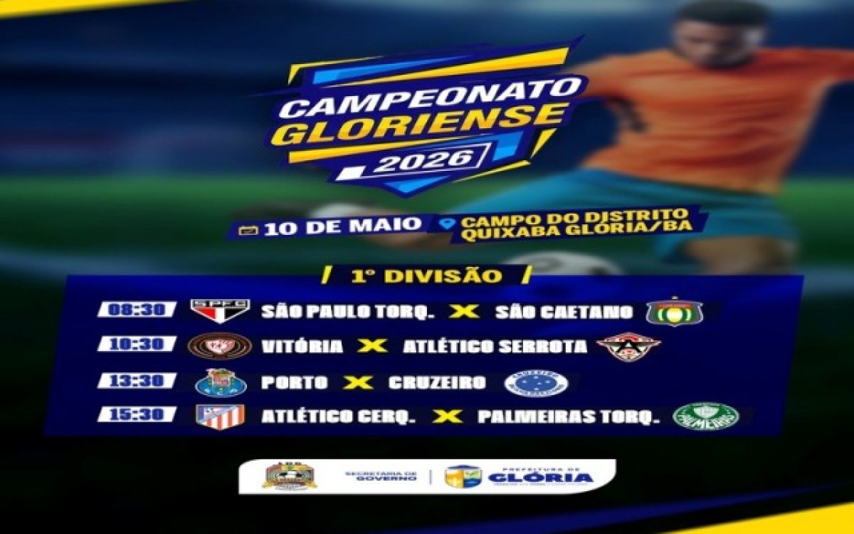 Campeonato Municipal de Futebol de Glória 2026 começa neste domingo com grandes confrontos no Distrito Quixaba