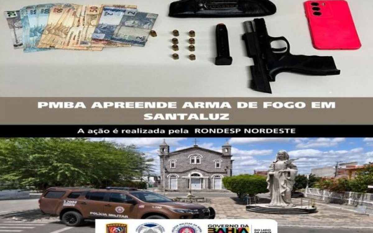 Polícia Militar prende homem com pistola .40 em Santaluz