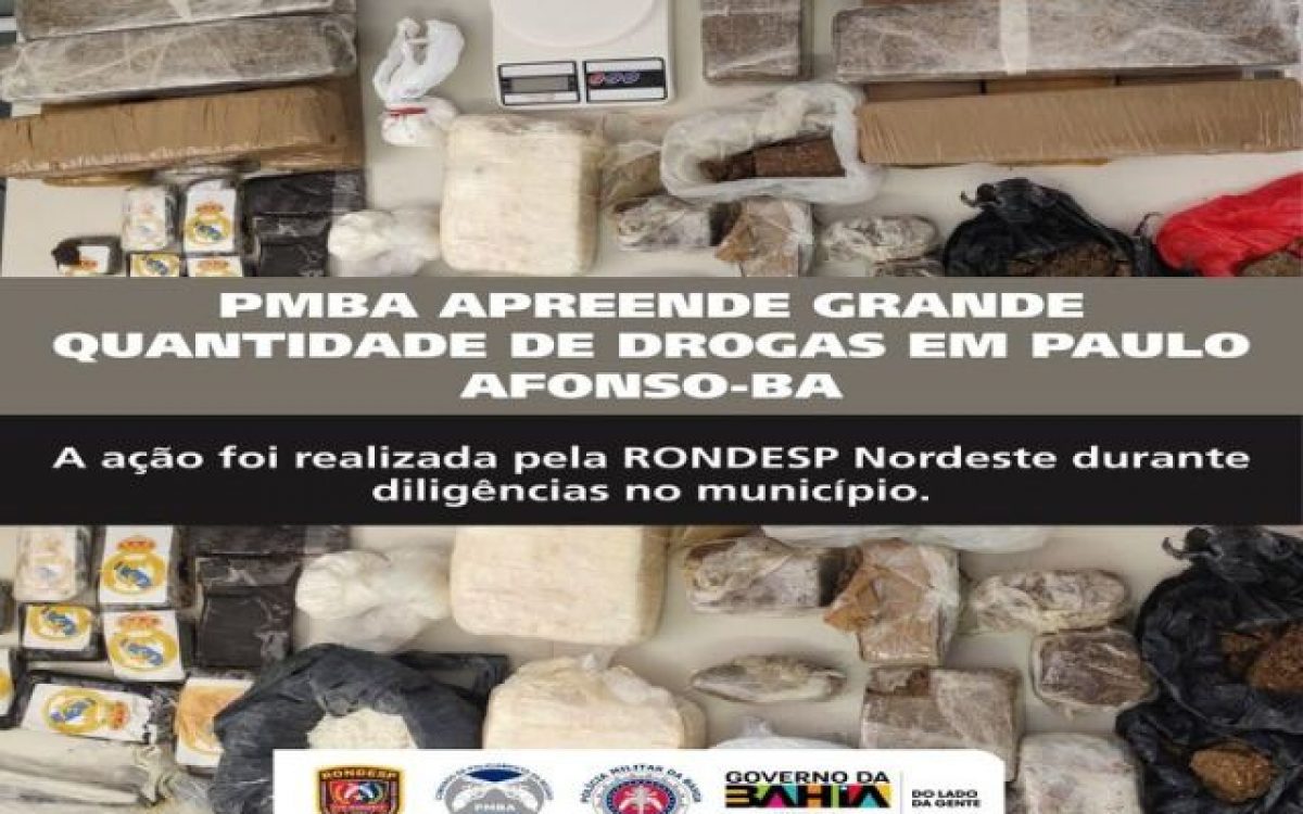 Polícia Militar apreende substâncias suspeitas de maconha, cocaína e haxixe em Paulo Afonso