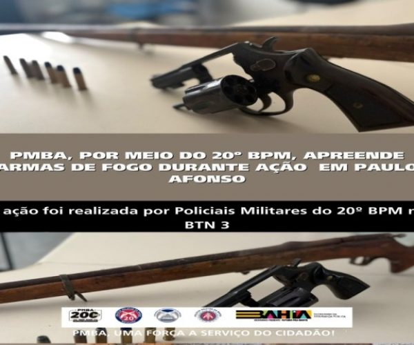 POLICIA MILITAR APREENDE ARMAS DE FOGO DURANTE AÇÃO NO BTN III EM PAULO AFONSO