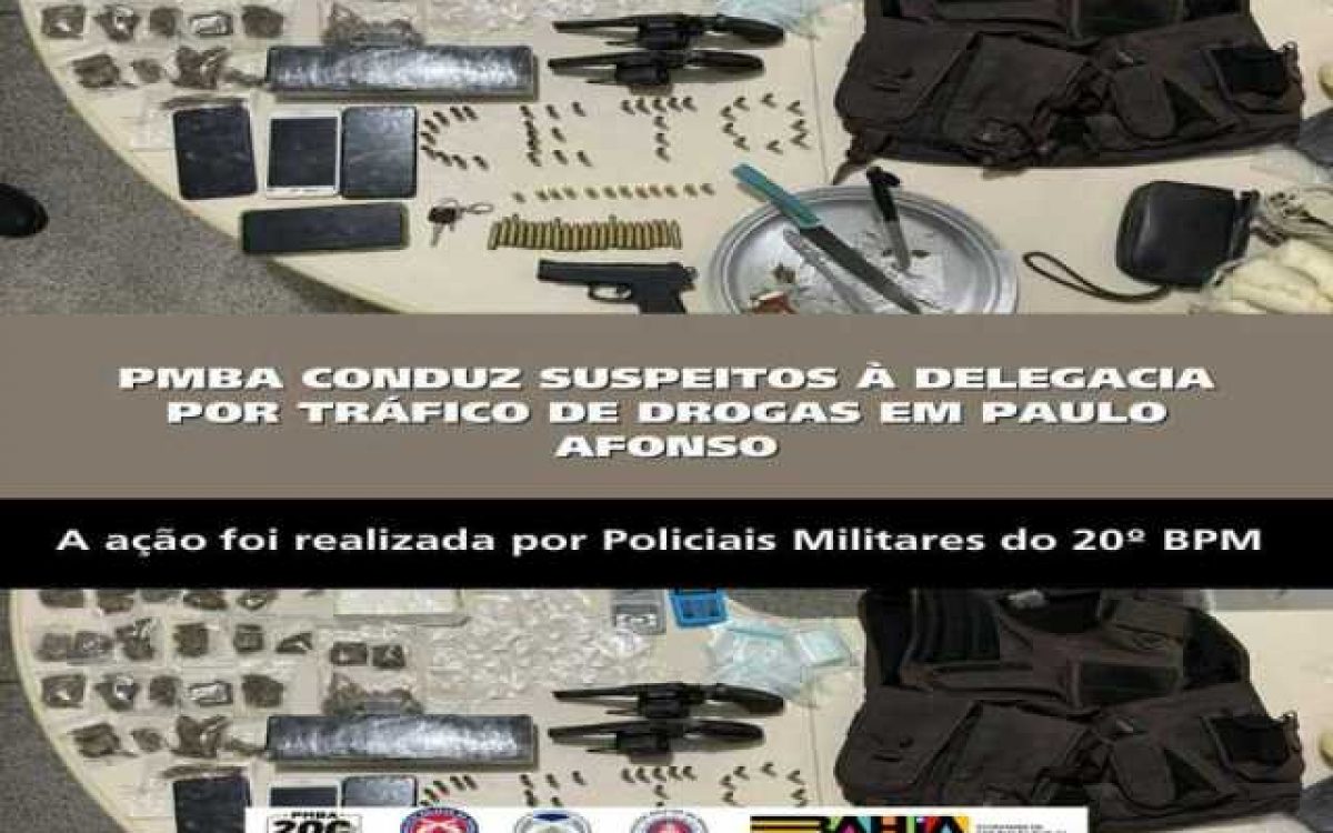 POLICIA MILITAR CONDUZ SUSPEITOS À DELEGACIA POR TRÁFICO DE DROGAS EM PAULO AFONSO
