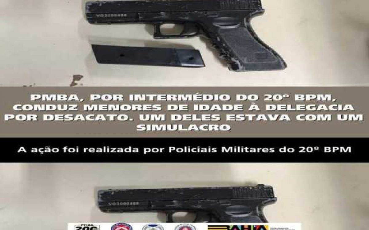 POLICIA MILITAR CONDUZ MENORES DE IDADE À DELEGACIA POR DESACATO. UM DELES ESTAVA COM UM SIMULACRO