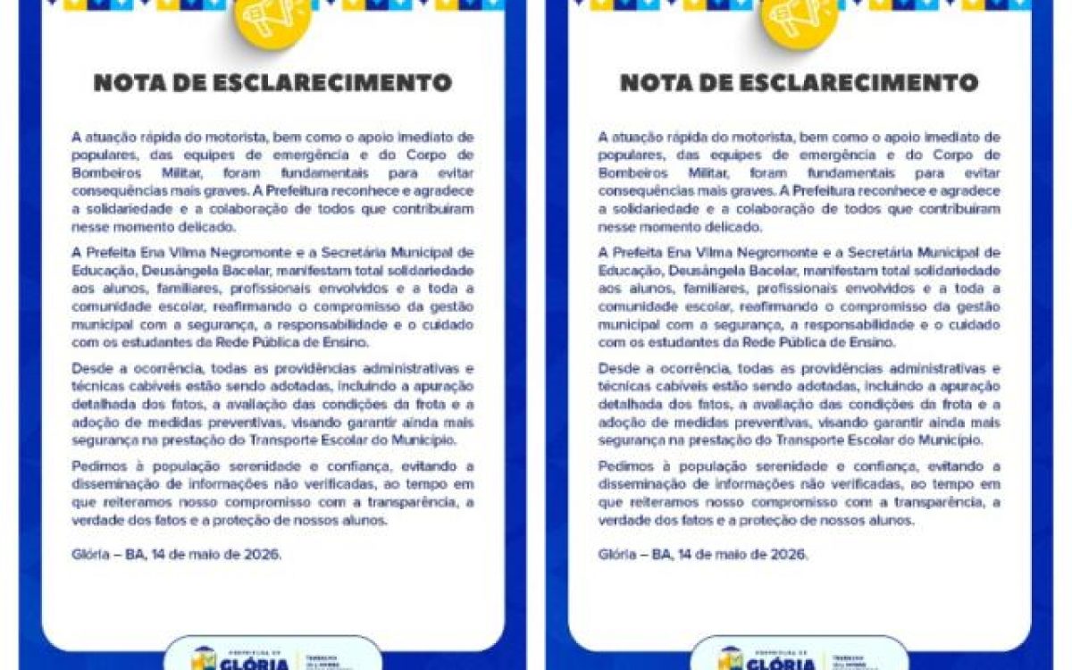 NOTA DE ESCLARECIMENTO | Transporte Escolar