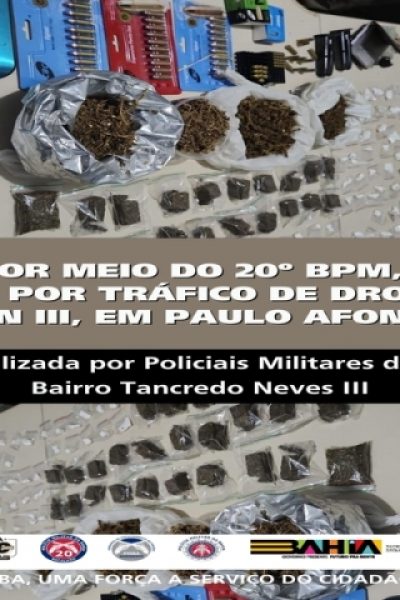 POLICIA MILITAR PRENDE HOMEM POR TRÁFICO DE DROGAS NO BTN III, EM PAULO AFONSO