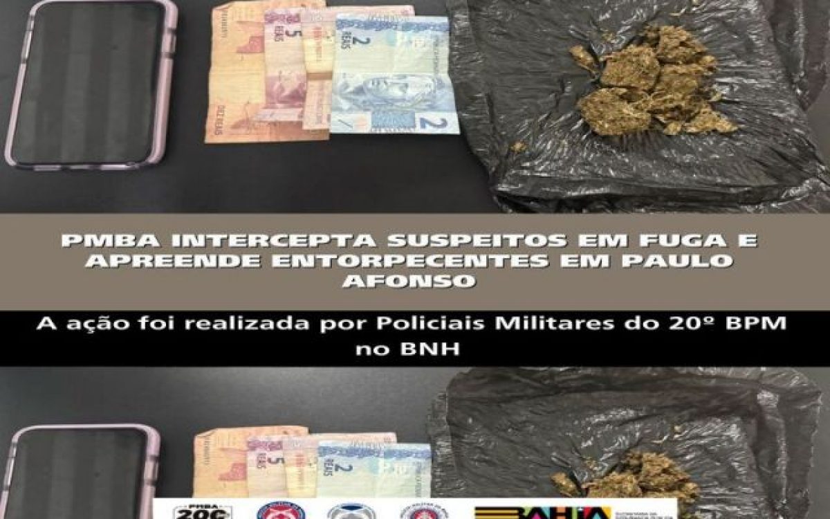 POLICIA MILITAR INTERCEPTA SUSPEITOS EM FUGA E APREENDE ENTORPECENTES EM PAULO AFONSO