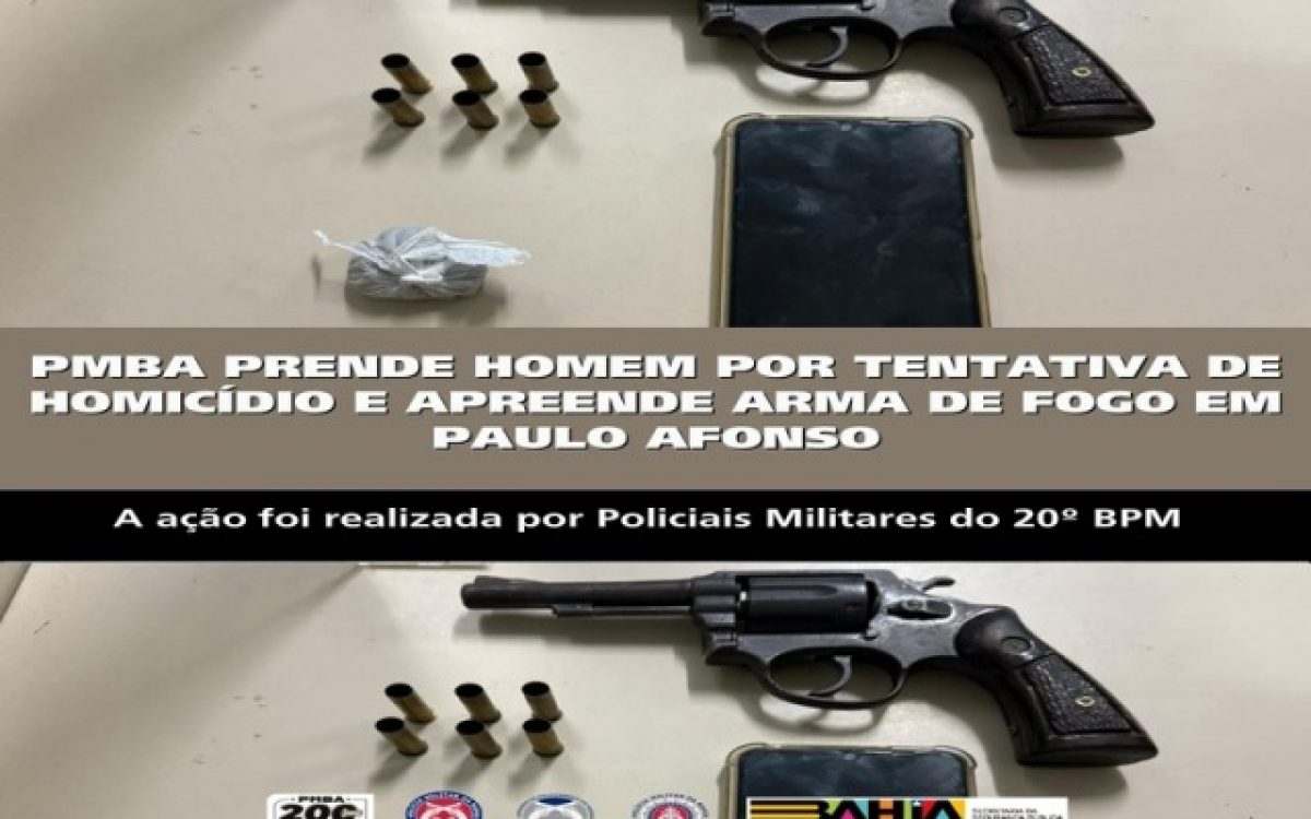 POLICIA MILITAR PRENDE HOMEM POR TENTATIVA DE HOMICÍDIO E APREENDE ARMA DE FOGO EM PAULO AFONSO