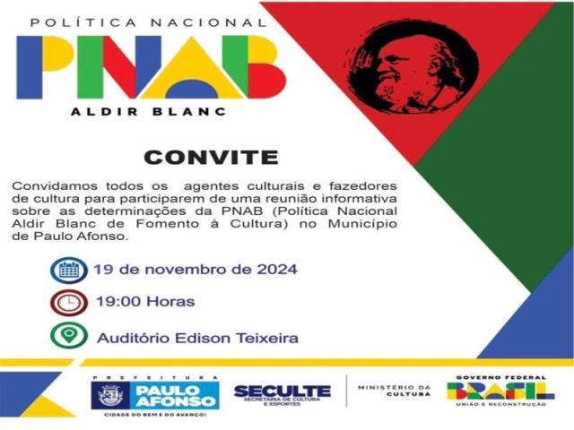 Seculte convoca agentes culturais para reunião sobre a Política Nacional Aldir Blanc