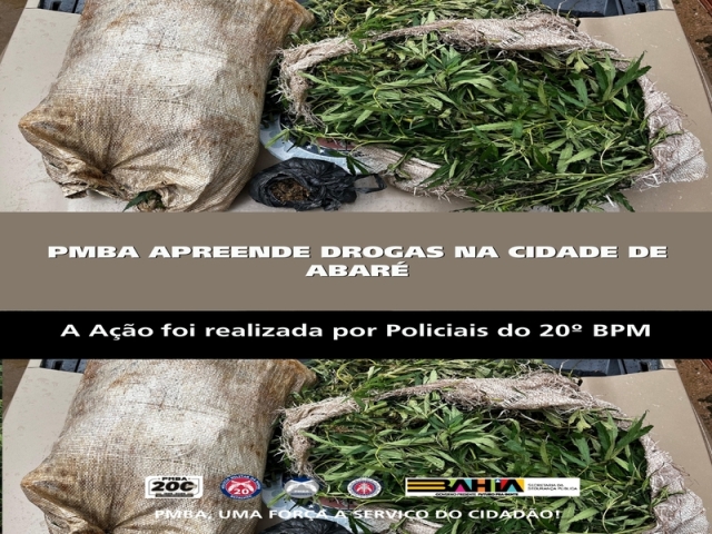 PMBA APREENDE DROGAS NA CIDADE DE ABARÉ