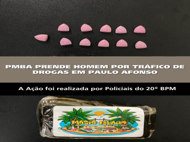 PMBA PRENDE HOMEM POR TRÁFICO DE DROGAS EM PAULO AFONSO